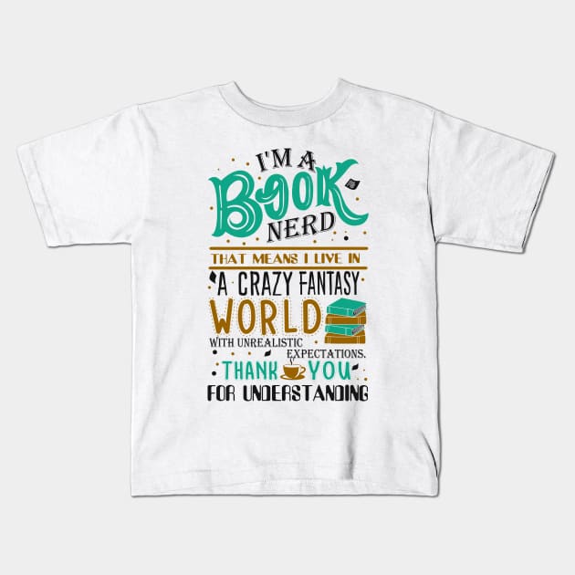 Book Nerd Kids T-Shirt by KsuAnn